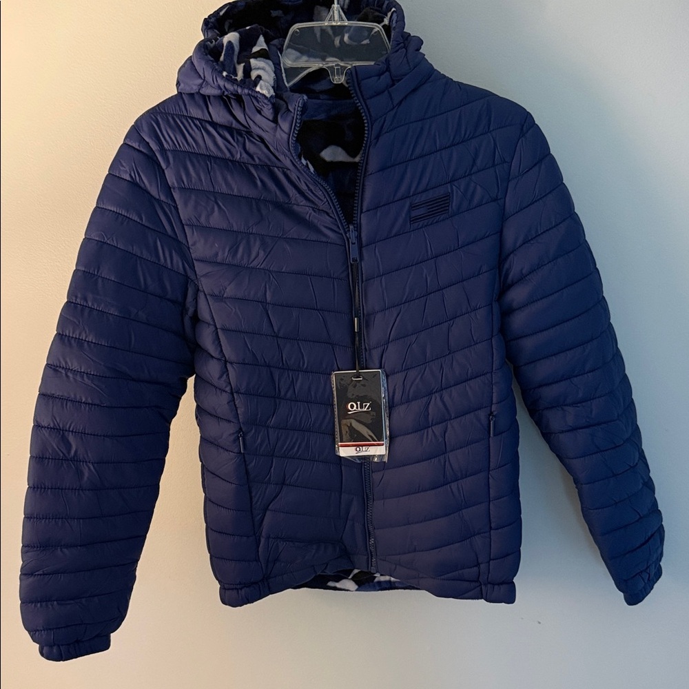 Children's Navy Puffer Jacket with Hood